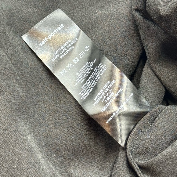 🆕 SELF-PORTRAIT 🧿 BNWOT Black Lace Tie-Neck Minidress, Sz US 6 / UK 10 - Picture 13 of 15